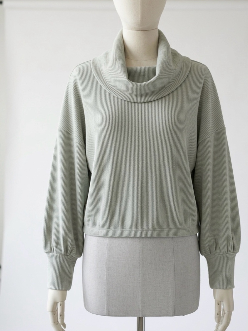 Express Sage Light Gray Cowl Neck Sweater